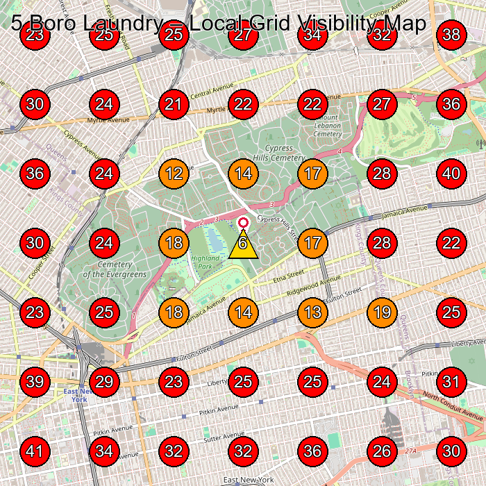 5 Boro Laundry GeoGrid visibility map for Skylight Contractor in None